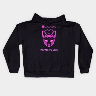 Cyber Sphynx cat: 9 Lives to live Kids Hoodie
